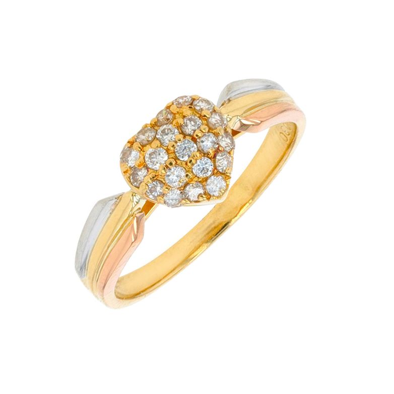 Bague coeur diamants 0.20 carat 2 ors et platine 3.47g Comme neuf -  reconditionné disponible sur Gemme Les Bijoux